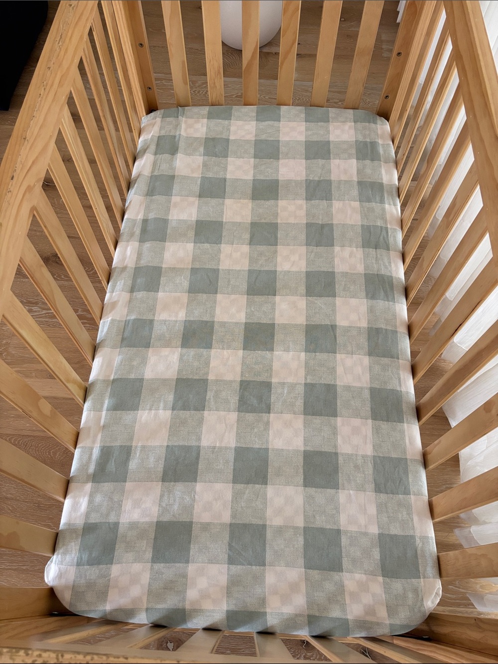 Sage green Mint & Cream Gingham Crib Fitted Sheet